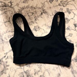 ALO wellness Yoga Black Ribbed Sports Bra
